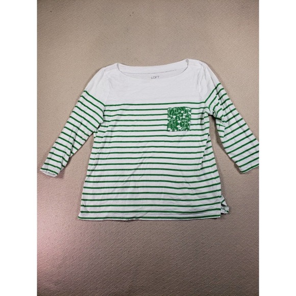 Ann Taylor Loft Top Women Small Multicolor Striped 3/4 Sleeve Casual T-Shirt Top - Picture 1 of 8